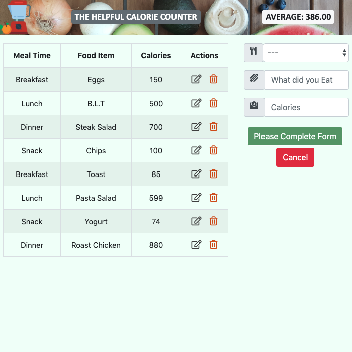 Calorie Project Image